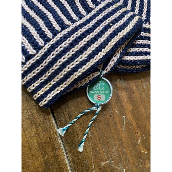 Vintage 60s Striped Knit Gloves Womens S Swiss Made Stretch Winter Retro - Picture 3 of 4